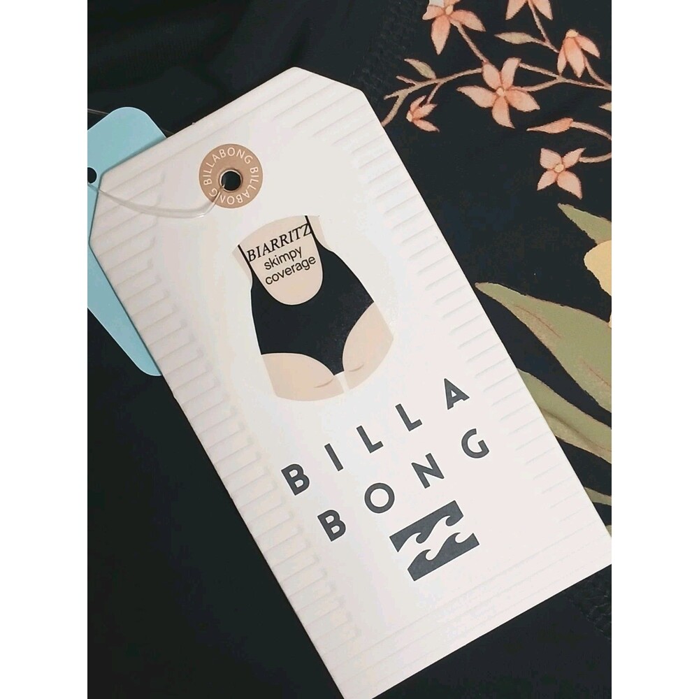 BILLABONG Swimsuit Sz M/L Zip Front Long Sleeve UV Protection Black/Tropical $99 - Picture 14 of 16